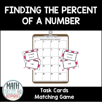 Preview of Finding the Percent of a Number Polka Dots Task Cards Matching Game