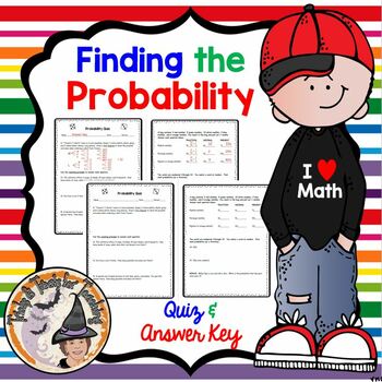 Preview of Finding the Probability QUIZ with Answer Key