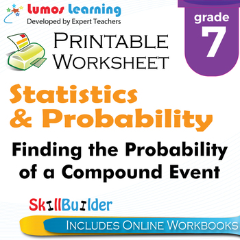 Preview of Finding the Probability of a Compound Event Printable Worksheet, Grade 7