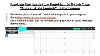 Preview of Finding the Quadratic Equation to Match Your “Angry Birds Launch” Using Desmos