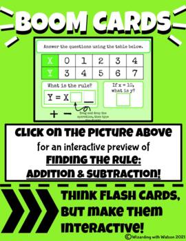 Preview of Finding the Rule: Addition & Subtraction - Boom Cards