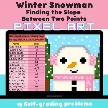 Preview of Finding the Slope Between Two Points | Winter Snowman Mystery Pixel Art