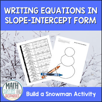 Preview of Writing Equations in Slope-Intercept Form Snowman Winter Activity