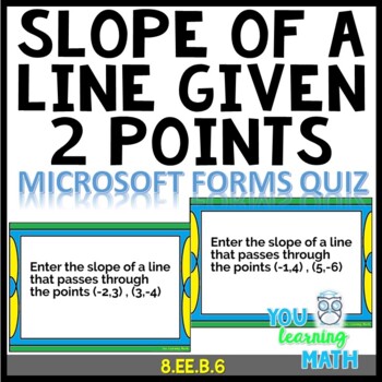 Preview of Finding the Slope of a Line given 2 Points: Microsoft Forms Quiz- 24 Problems