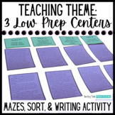 Finding the Theme Games and Centers - Theme Sort, Mazes, and Writing Center