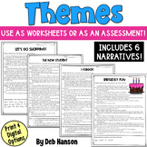 Finding the Theme Worksheets with Six Fiction Practice Passages