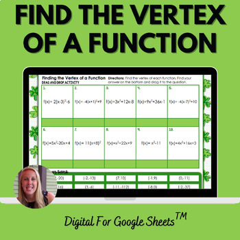 Preview of Finding the Vertex of a Function Digital Activity