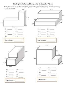 Preview of Finding the Volume of Composite Rectangular Prisms - WORKSHEET for students!
