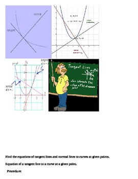 Preview of Finding the equations of tangent and normal lines to a curve