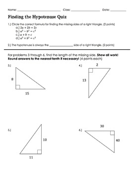 Hypotenuse Leg Worksheets Teaching Resources Tpt