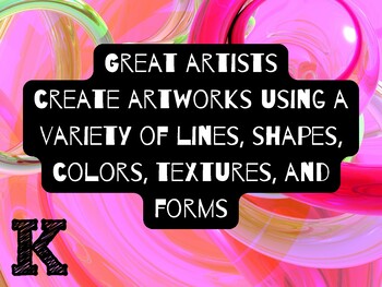 Preview of Fine Art TEKS Kindergarten - 5th grade Posters "Great Artists..."