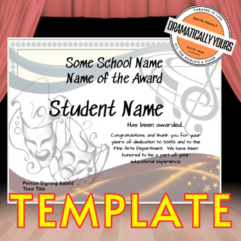 Preview of Fine Arts Award Certificate - Band, Theatre, Choir, Drama