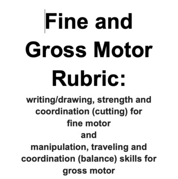 Preview of Fine & Gross Motor Rubric: Preschool