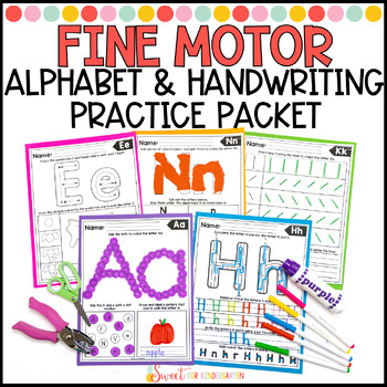 Preview of Fine Motor Alphabet and Handwriting Practice Worksheets Bundle
