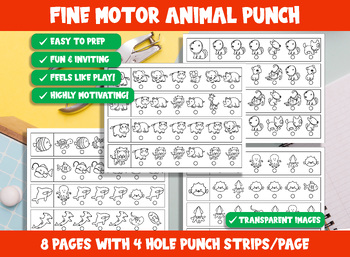 Preview of Fine Motor Animal Punch, Cute Animal Hole Punch Activities for Task Boxes & Tubs