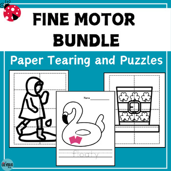 Preview of Fine Motor BUNDLE // Paper Tearing and Color, Cut, and Glue Puzzles