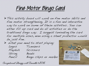 Preview of Fine Motor Bingo Card