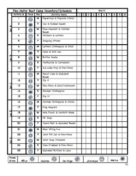 Preview of Fine Motor Boot Camp Inventory/Tracker Sheet