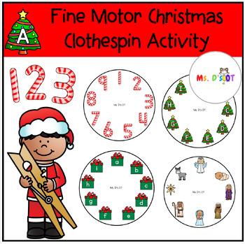 Preview of Fine Motor Christmas Clothespin Activity