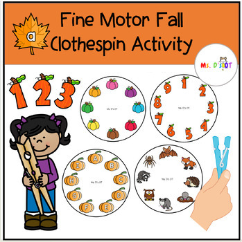 Preview of Fine Motor Fall Clothespin Activity-Freebie