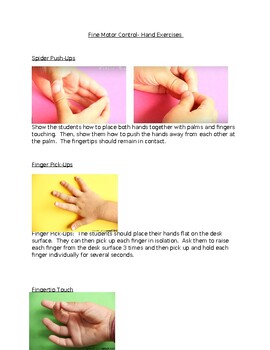 Preview of Fine Motor Finger Exercises