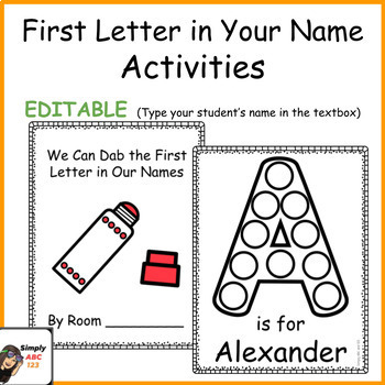 Preview of Fine Motor Identifying the First Letter in Your Name Editable - Dab It!