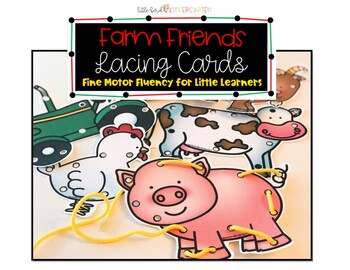 Preview of Fine Motor Lacing Cards: Farm Friends