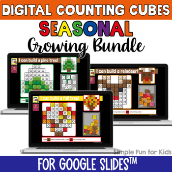 Preview of Fine Motor Math Growing Bundle Seasonal Digital Counting Cubes Challenges