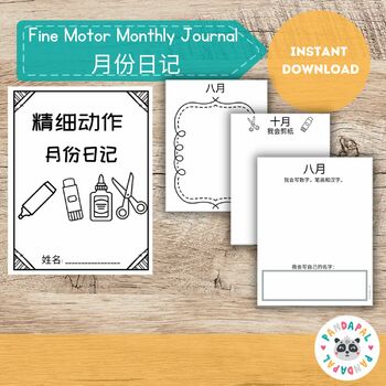 Preview of Fine Motor Monthly Journal in Chinese 中文 Student Pre-Writing Progress Assessment