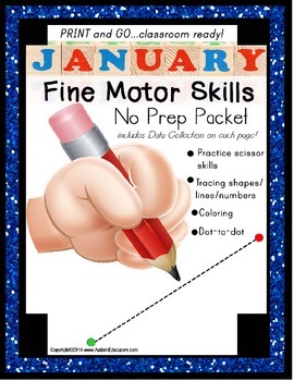 Preview of Fine Motor NO PREP Packet for JANUARY Special Education OT Therapy for Autism