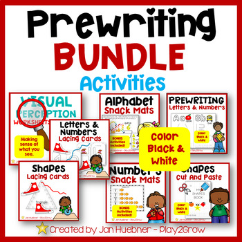 Preview of Fine Motor PREWRITING WORKSHEETS with Activities  BUNDLE  Kindergarten