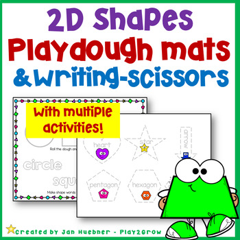 Preview of 2D Shapes  Activities Playdough Mats – Writing & Scissor Skills  Kindergarten