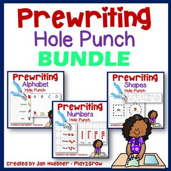 Preview of Fine Motor PREWRITING HOLE PUNCH BUNDLE  Preschool Kindergarten