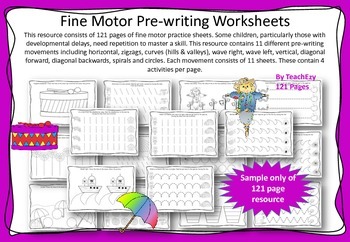 fine motor pre writing worksheets by teachezy teachers