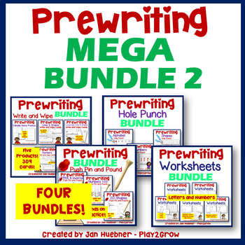 Preview of MEGA Prewriting BUNDLE Hole Punch|Push Pins|Worksheets|Letters|Numbers|Shapes
