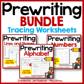 Preview of Fine Motor Prewriting Letters and Numbers 0-20 Strokes BUNDLE Trace Lines Shapes