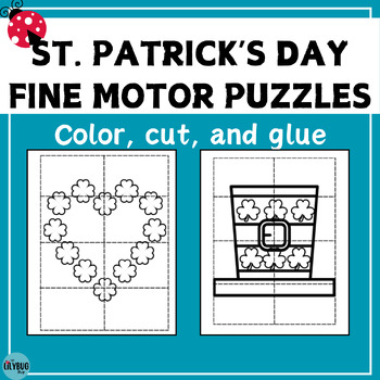 Preview of Fine Motor Puzzles // St. Patrick's Day Crafts // Color, Cut, and Glue