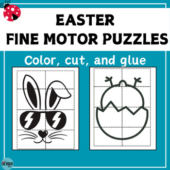 Preview of Fine Motor Puzzles// Easter Crafts // Color, Cut, and Glue