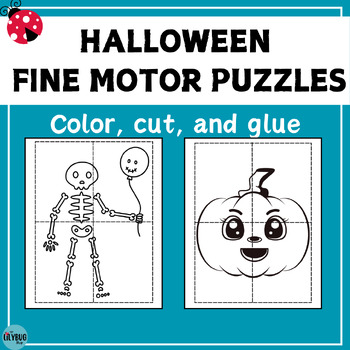 Preview of Fine Motor Puzzles// Halloween Crafts // Color, Cut, and Glue