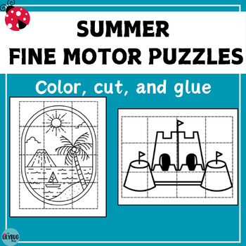 Preview of Fine Motor Puzzles// Summer Crafts // Color, Cut, and Glue