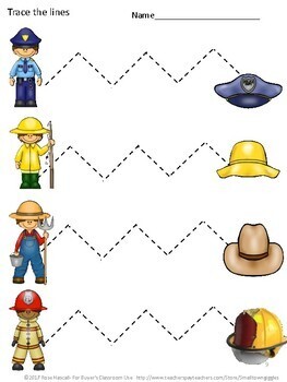 community helpers worksheets tracing lines distance learning packet