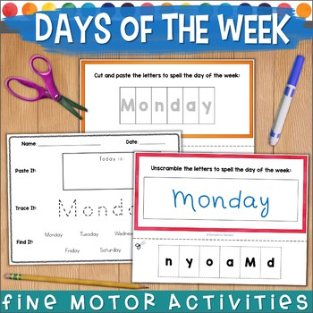 Preview of Fine Motor Skills Activities  DAYS OF THE WEEK