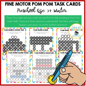 Fine Motor Skills Activities - Pom Pom Task Cards Winter