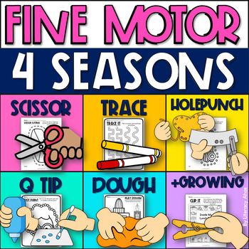 Preview of Fine Motor Skills Worksheets Spring Summer Shape Tracing Sheets Hole Punch &More