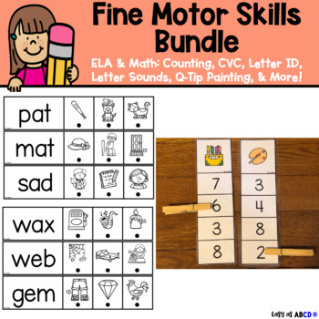 Preview of Fine Motor Skills Bundle: Math, ELA, & Art