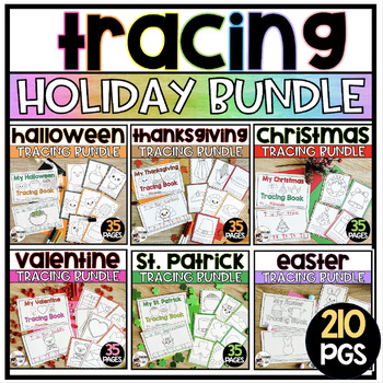 Preview of Fine Motor Skills Holiday Tracing Bundle | Tracing Activities