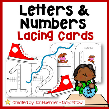 Preview of ALPHABET NUMBERS Lacing Cards – Fine Motor Skills Activities - Hole Punch - Task