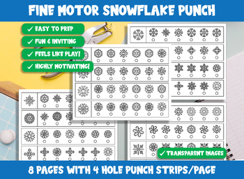 Preview of Fine Motor Snowflake Punch, Winter Hole Punch Activities for Task Boxes & Tubs