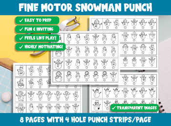 Preview of Fine Motor Snowman Punch, Winter Hole Punch Activities for Task Boxes & Tubs