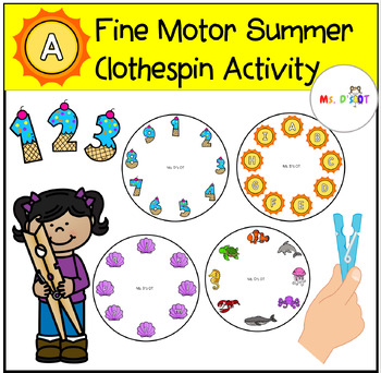 Preview of Fine Motor Summer Clothespin Activity